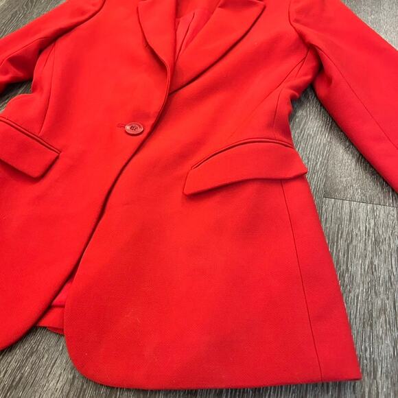 Alice + Olivia Denny Boyfriend Blazer 6 Red Single Button Tailored Jacket Suit - Picture 12 of 16